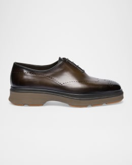 【再値下げ】Santoni Lug-sole Derby Shoes Santoni Men's Easy Leather Rubber-Sole Derby Shoes | Neiman Marcus