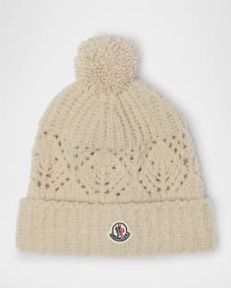 Moncler Grenoble Kid's Rib-Knit Wool-Blend Logo Beanie