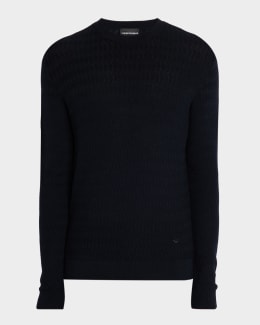 Emporio Armani Men's Grid Check Jacquard Quarter-Zip Sweater