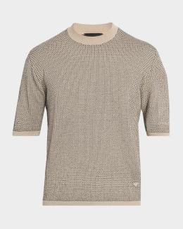 Emporio Armani Men's Jagged Stripe Cotton Jacquard Short-Sleeve
