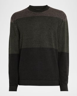 Emporio Armani Men's Grid Check Jacquard Quarter-Zip Sweater