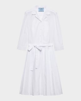 Prada Short-Sleeve Poplin Shirtdress | Neiman Marcus