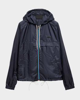 PRADA Men's Logo Zip-Up Hooded Jacket Black - Cheap Rcj
