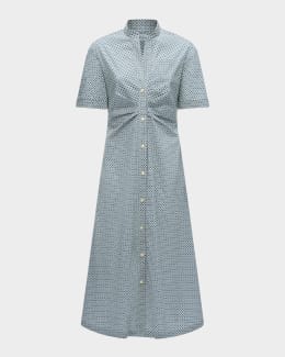 Theory｜DRESSES (Short-Sleeve A-Line Dress in Good Linen Theory Women's Short Sleeve Shirt Dress, Light Linen at