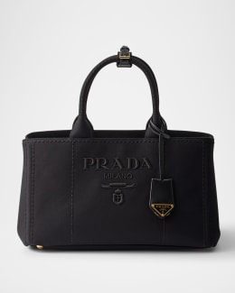 Prada Cotton Canvas Mini Top-Handle Bag | Neiman Marcus