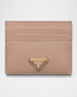 Prada Triangle Logo Saffiano Leather Zip Card Case | Neiman Marcus