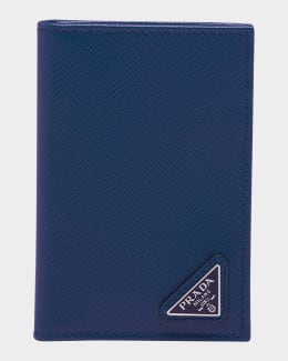 Prada Men's Saffiano Leather Zip Card Holder | Neiman Marcus