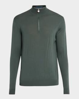 Kiton Men's Washed Cashmere Cable Knit Full-Zip Sweater | Neiman