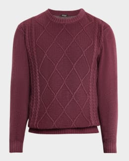 Kiton Men's Washed Cashmere Cable Knit Full-Zip Sweater | Neiman