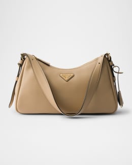 Prada Aimee Large Leather-Trim Crochet Shoulder Bag | Neiman