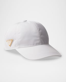 Prada Logo Linen-Blend Baseball Cap | Neiman Marcus