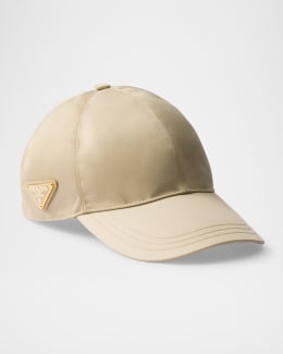 Prada Logo Linen-Blend Baseball Cap | Neiman Marcus