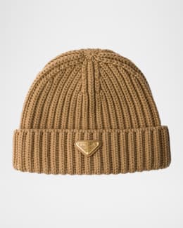 ニットキャップ・ビーニー PRADA BLACK WOOL BLEND BEANIE HAT Prada Wool and Cashmere Beanie | Saks Fifth Avenue