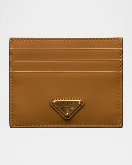 Prada Triangle Logo Saffiano Leather Zip Card Case | Neiman Marcus