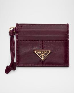 Prada Leather Card Case with Key Ring | Neiman Marcus