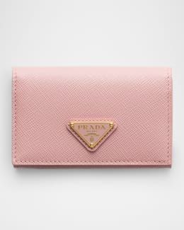 Prada Triangle Logo Saffiano Leather Zip Card Case | Neiman Marcus