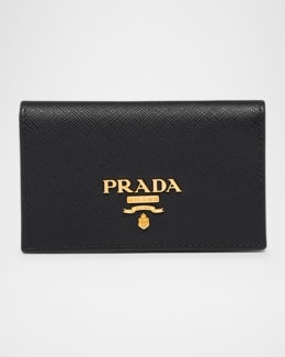Prada Leather Card Case with Key Ring | Neiman Marcus