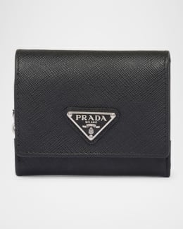 Prada Leather Card Case with Key Ring | Neiman Marcus