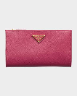 折りたたみ財布 Prada Small Leather Goods Black/Hibiscus Small Saffiano Leather Wallet | PRADA