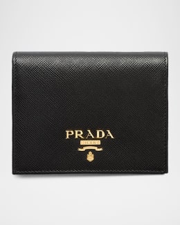 Prada Leather Card Case with Key Ring | Neiman Marcus