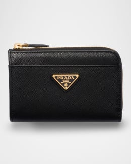 Prada Leather Card Case with Key Ring | Neiman Marcus