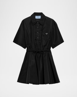 Prada V-Neck Shetland Wool-Cashmere Midi Dress | Neiman Marcus