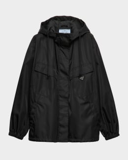 Prada Reversible Re-Nylon Check Zip Hooded Jacket | Neiman Marcus