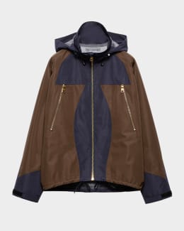 Prada Reversible Re-Nylon Check Zip Hooded Jacket | Neiman Marcus