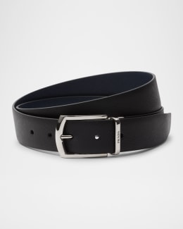 Prada Men's Brushed Leather Belt | Neiman Marcus