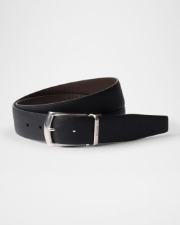 Prada Men's Triangle Logo Suede Belt | Neiman Marcus
