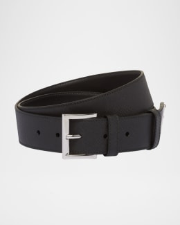 Prada Men's Triangle Leather Belt | Neiman Marcus