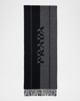 小物 PRADA, 19FW FRINGE MOHAIR MUFFLER Prada Men's Fringed Silk & Cashmere Scarf | Neiman Marcus