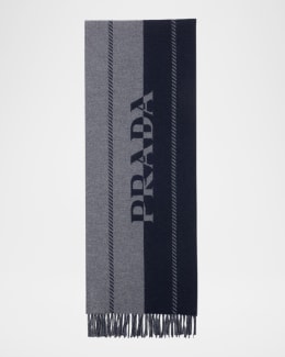 Prada Men's Fringed Silk & Cashmere Scarf | Neiman Marcus
