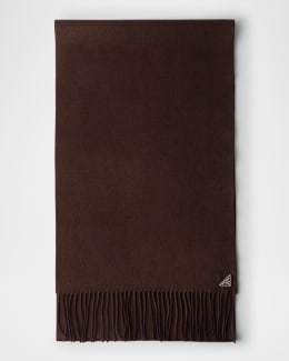 PRADA カシミアマフラー ブラウン Prada Men's Small Wool Scarf with Jacquard Logo | Neiman Marcus