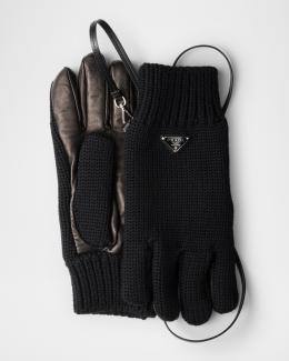 Prada Men's Re-Nylon and Napa Leather Gloves | Neiman Marcus