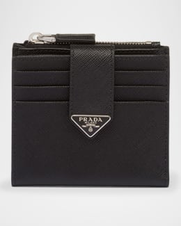 Prada Men's Saffiano Leather Zip Card Holder | Neiman Marcus