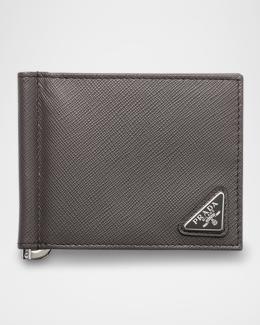 Prada Men's Saffiano Triangolo Billfold Wallet | Neiman Marcus