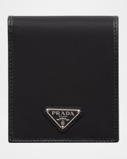 Prada Men's Vitello Daino Triangolo Bifold Wallet | Neiman Marcus