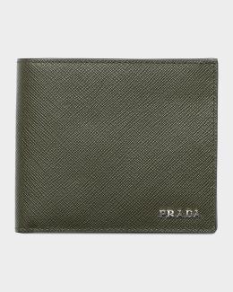 Prada Men's Saffiano Triangolo Billfold Wallet | Neiman Marcus