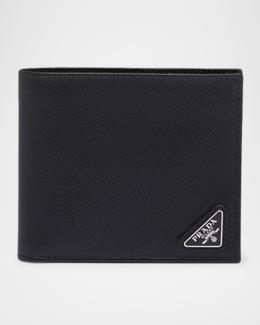 Prada Men's Vitello Daino Triangolo Bifold Wallet | Neiman Marcus