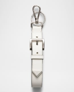 イルビゾンテ Men's Oriuolo Stamped Logo Leather Keychain Il Bisonte Men's Oriuolo Stamped Logo Leather Keychain