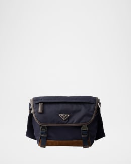 Prada Small Re-Nylon and Suede Shoulder Bag | Neiman Marcus