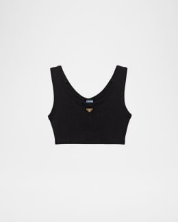 PRADA新作【UJT109_11ZM COTTON SLEEVELESS T-SHIRT】 Prada Cotton Mesh Tank Top | Neiman Marcus