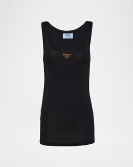 PRADA プラダ タンクトップ L Prada リブニット タンクトップ | ブラック | FARFETCH JP