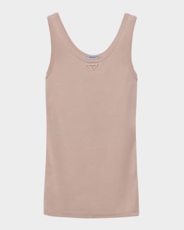 Tシャツ・カットソー PRADA SAND COTTON TANK TOP Prada Cotton Tank Top | Saks Fifth Avenue