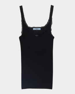 Prada Laced Cotton Tank Top | Neiman Marcus