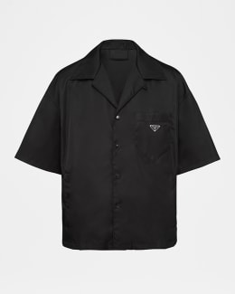 トップス 2000ss prada snap button shirts (M) Prada Men's Cotton Pique Short-Sleeve Shirt | Neiman Marcus