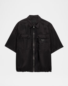 プラダ シャツ ネイビー オーバーサイズ オーガニックデニム シャツ | PRADA