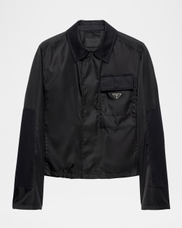 Prada Men's Denim and Leather Jacket | Neiman Marcus