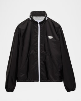 PRADA プラダ STAND COLLAR ナイロンジャケット Prada Men's Stand-Collar Re-Nylon Fleece Jacket | Neiman Marcus